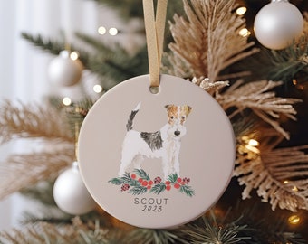 Wire Haired Fox Terrier Ornament, Custom Dog Ornament, Dog Parents, Custom Christmas Ornament, Personalized Christmas Decoration