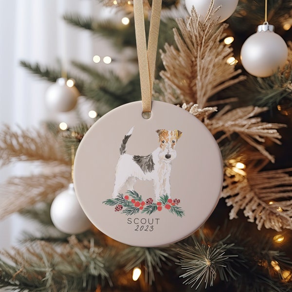 Wire Haired Fox Terrier Ornament, Custom Dog Ornament, Dog Parents, Custom Christmas Ornament, Personalized Christmas Decoration