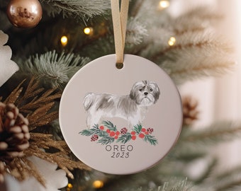 Short Hair Shih Tzu Dog Ornament, Custom Dog Ornament, Dog Mom, Custom Christmas Ornament, 2021 Ornament, Personalized Christmas Decoration