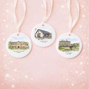 Custom Watercolor House Ornament, Personalized Home Christmas Ornament, Personalized Christmas Ornament Gift, Housewarming 画像 6