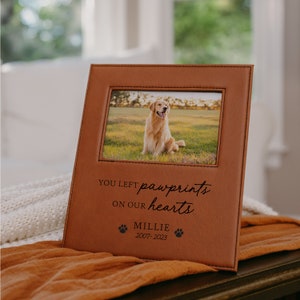 Pet Memorial Personalized Frame, Pet Loss Gift, Personalized Frame, Custom Handwriting Photo Frame, Leatherette Frame with Your Handwriting