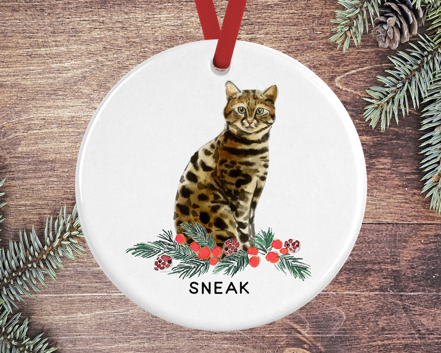 Bengal Cat Christmas Ornament Short Hair Cat Personalized Etsy
