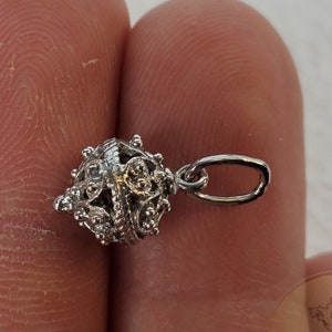 Traditional Croatian Gold Pendant, Dainty 14k White Gold Pendant, Dubrovnik Wedding Jewelry, Solid 14k Filigree Ball Pendant