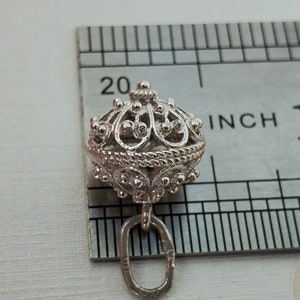 Traditional Croatian 14k White Gold Pendant, Dubrovnik Filigree Pendant, Solid 14k Filigree Ball Pendant, Ethnic Wedding Jewelry in 14k image 1