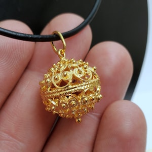 Dubrovnik Filigree Ball Pendant, Solid 14k Gold Pendant, Statement Pendant, Croatian Filigree Pendant Necklace, Vintage Pendant
