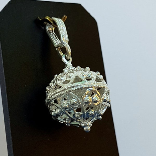 Pendentif traditionnel croate en filigrane, bijoux de Dubrovnik, pendentif boule en argent sterling, bijoux ethniques croates, Opt. Collier délicat