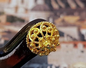 Enkla guldörhängen, örhängen i 14k guld, traditionella kroatiska etniska örhängen, filigranörhängen i guld, brudörhängen i Dubrovnik