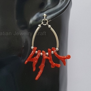 Ramas De Árbol De Coral Rojo Vino Pendientes De Pendientes Ramas De Árbol De Coral Rojo Vino Pendientes De Pendientes