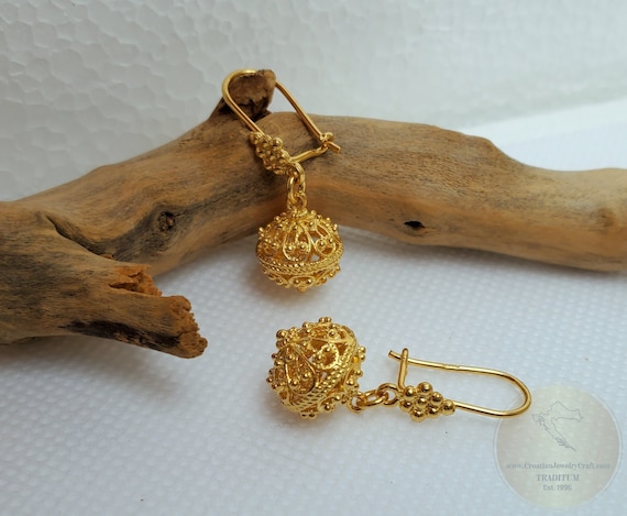 Solid 14k Gold Earrings Traditional Croatian Gold Filigree