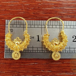 Traditionella kroatiska örhängen i massivt guld 14k, dalmatiska bröllopssmycken - Recine, filigranörhängen i 14k guld, hängande örhängen i 14k guld bild 9