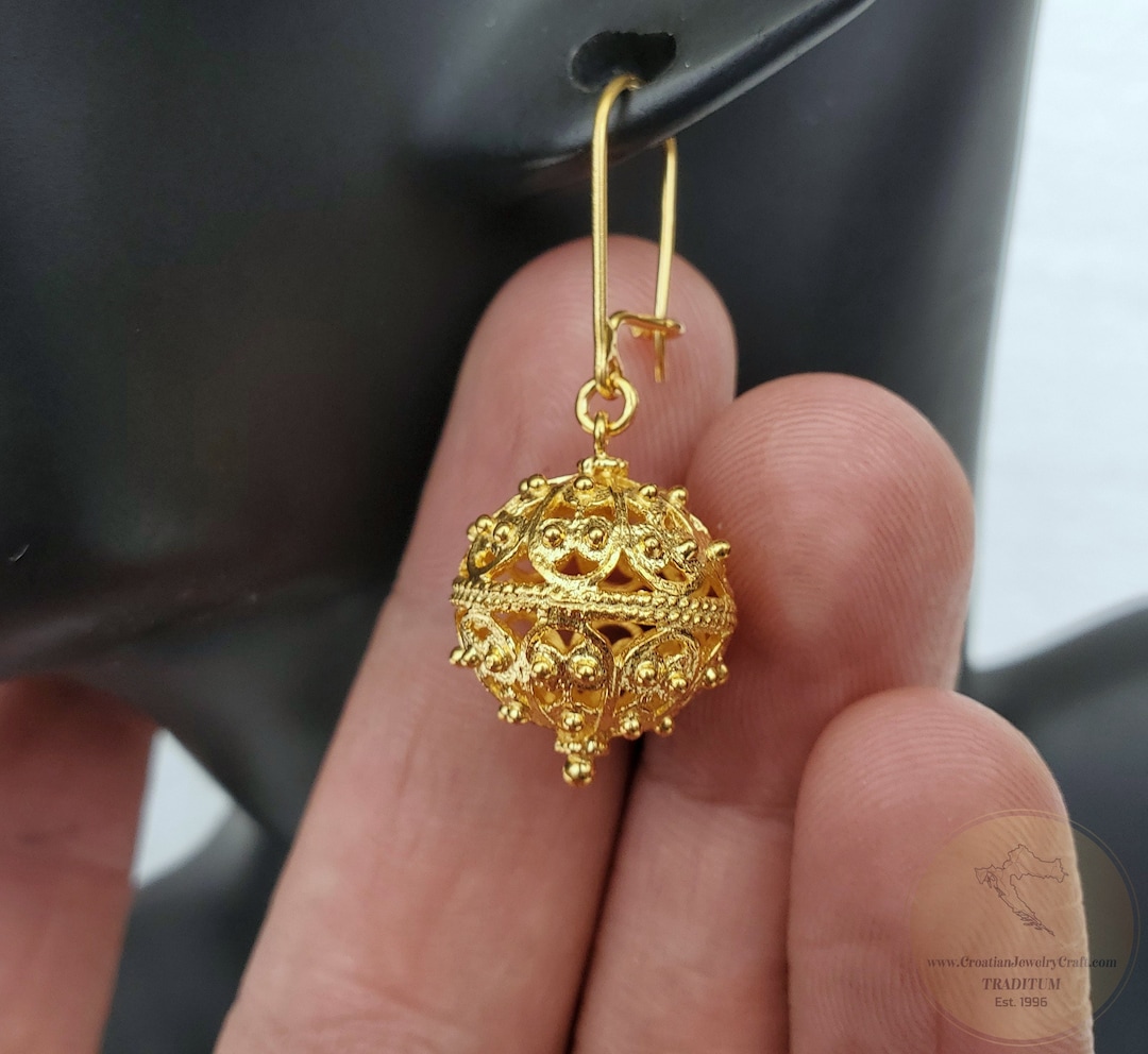 Buy Traditional Croatian Solid 14k Gold Earrings, Dubrovnik