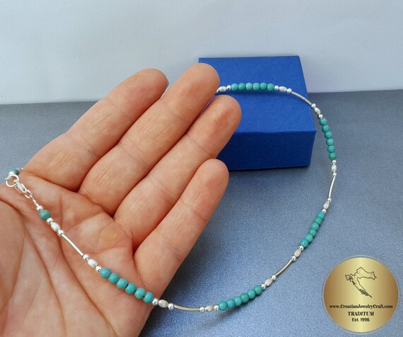 Round Turquoise Beads 36" Necklace Solid 925 Sterling Silver Jewelry KN2590 Round Turquoise Beads 36" Necklace Solid 925 Sterling Silver Jewelry KN2590