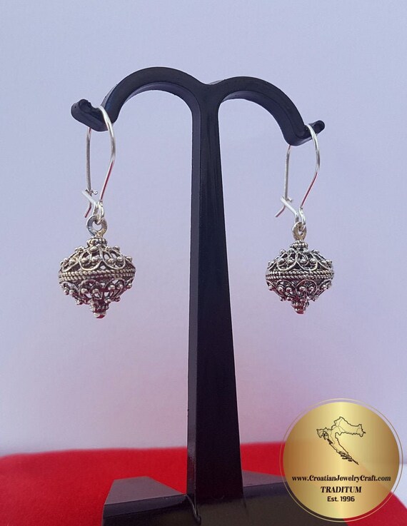 Dubrovnik Filigree Ball Earrings Solid Silver Filigree Etsy