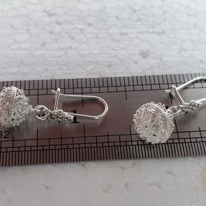 Dubrovnik Filigree Ball Earrings, Traditional Croatian Jewelry, Sterling Silver Filigree Earrings, Everyday Earrings, Silver Ball Earrings image 4