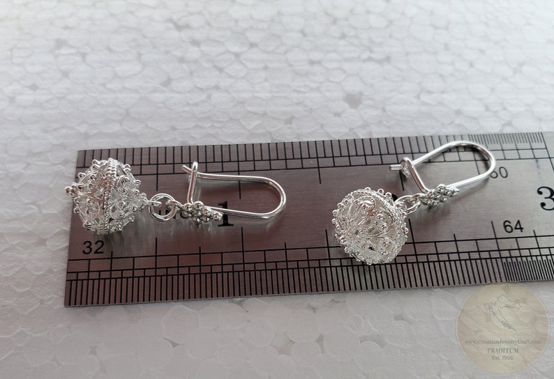 Dubrovnik Filigree Ball Earrings, Traditional Croatian Jewelry, Sterling Silver Filigree Earrings, Everyday Earrings, Silver Ball Earrings image 4