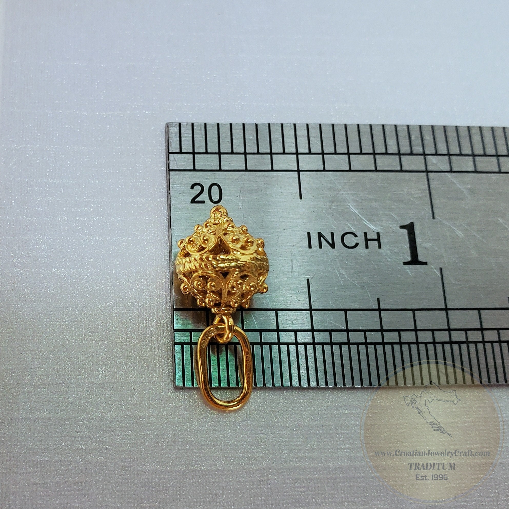 14K Gold Minimalist Pendant, Croatian Filigree Ball Pendant Necklace, Solid Gold Dainty Pendant, Dubrovnik Filigree Pendant with Leather Cord /