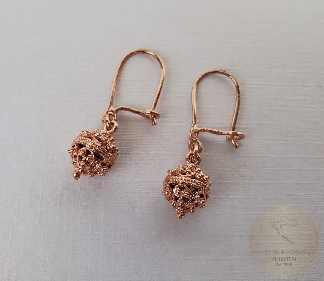 Rose gold euroball earrings discount
