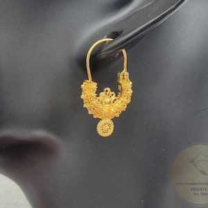 Traditionella kroatiska örhängen i massivt guld 14k, dalmatiska bröllopssmycken - Recine, filigranörhängen i 14k guld, hängande örhängen i 14k guld bild 5
