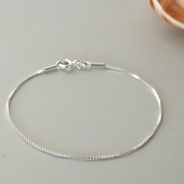 Delicate box chain bracelet 925 Sterling Silver