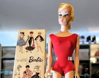 Ponytail Barbie No. 850 #5 Side Swirl Blonde Ponytail In Original Box, Nipples, Gorgeous!