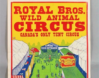 Vintage Royal Brothers Wild Animal Circus Tent, Coca-Cola Lithograph Poster/Proof 21"x 28"