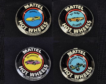 Vintage Mattel Hot Wheels Redline Buttons: Silhouette, Twinmill, '57 'Bird, or Brabham Repco F1, Your Choice