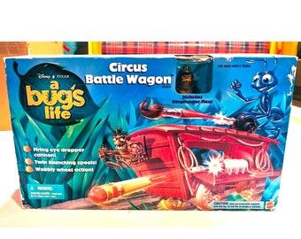Vintage Disney Pixar A Bug's Life Circus Battle Wagon Vehicle Toy Mint In Box, 1998 Mattel