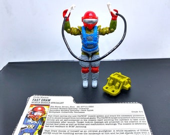 1987 GI Joe Fast Draw With Accessories and File Card, Great Paint, Tight Joints and O Ring, Hasbro ARAH