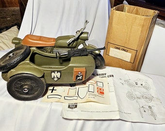 Vintage 1960s Cherilea German Army Motorcycle and Side-Car for 12" GI Joe and Action Man Figures, UK, Figure NOT Included