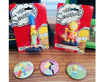 Vintage Simpsons Figures or Buttons, Your Choice, Lisa, Marge, Bart