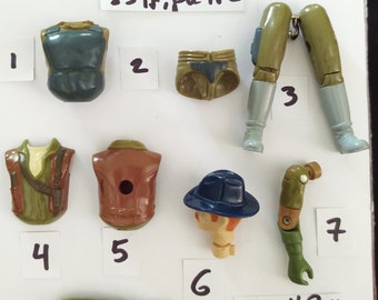 Hasbro GI Joe ARAH 83 Tripwire, 83 Wild Bill, 83 Silver Pads Grand Slam, Shipwreck, Cobra Commander, Gung Ho Action Figure Body Parts