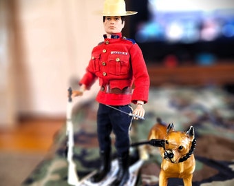 Vintage GI Joe Canadian Mountie Simpsons-Sears Gift Set With Dog Brutus, Hasbro Palitoy Action Man