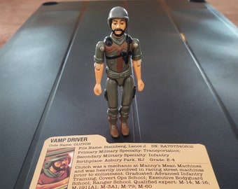 1982 Hasbro GI Joe Clutch Straight Arm Complete With Helmet and File Card, Sharp and Tight, ARAH