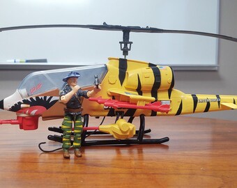 1988 Hasbro GI Joe Tiger Force Tigerfly Helicopter Complete With Tiger Force Recondo, Displays Beautifully, ARAH.