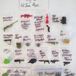 1984-1989 Hasbro GI Joe ARAH Action Figure Parts, Accessories, Weapons, File Cards
