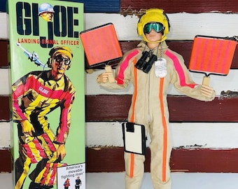 Vintage 1966 Hasbro GI Joe Landing Signal Officer Complete and Minty With Correct Goggles! Repro coffin box really makes this dude pop.