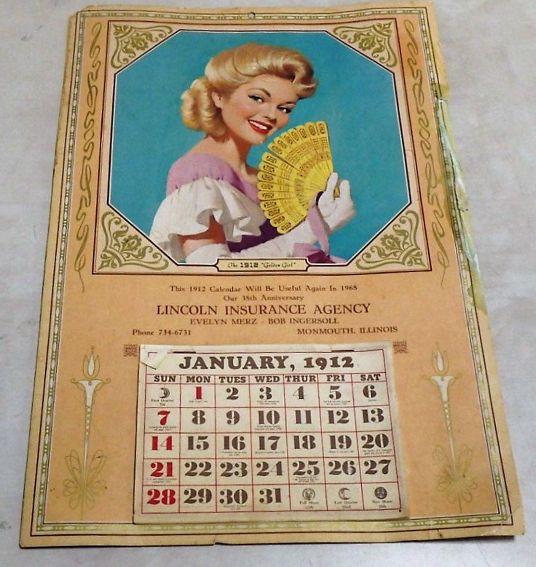 Pinup Calendar golden Girl Lincoln Insurance Etsy