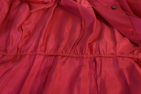 80's hot pink button up, structured shoulder dres… - image 9