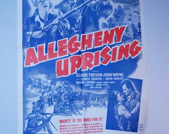 1939 Allegheny Uprising John Wayne original movie poster one sheet.  It's the friggin' Duke!