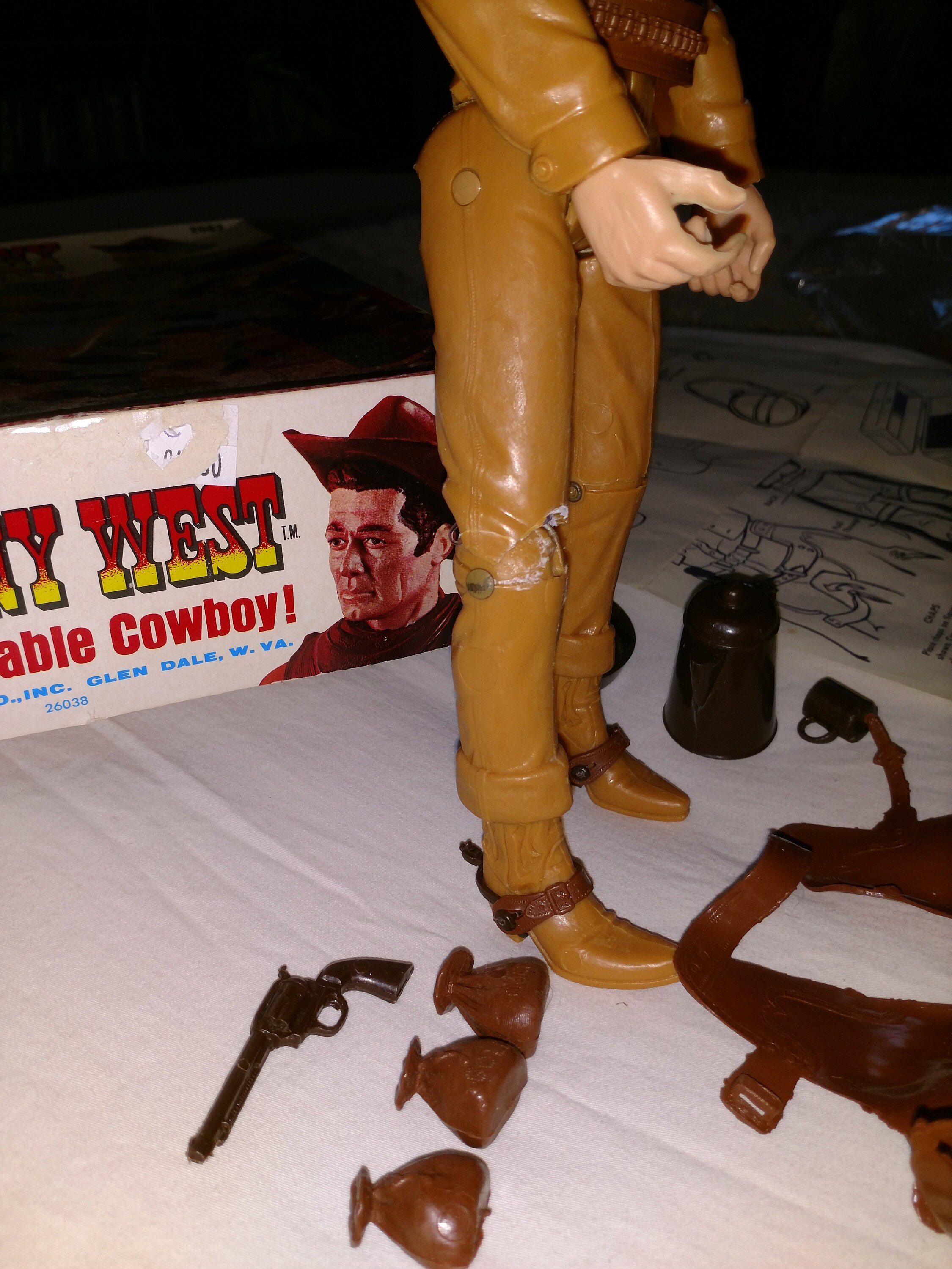 Johnny West Cowboy Action Figure Louis Marx & Co. No. 2062 IOB With Manual and Accessories