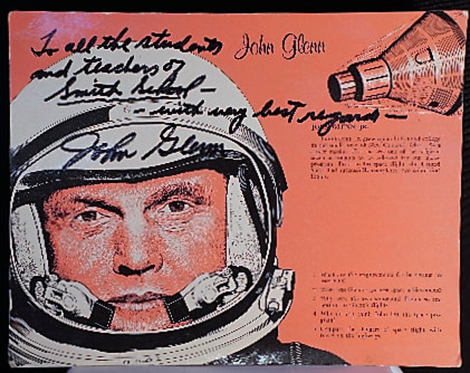Featured listing image: Signed John Glenn Poster to "Smith School" early 1970s