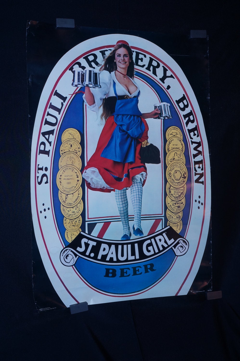 Vintage 1984 St Pauli Girl Beer Poster 