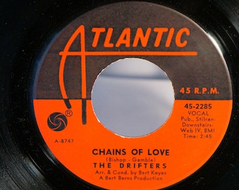 1967 The Drifters 45 rpm Come on Over To My Place/Chains of Love from Atlantic Records