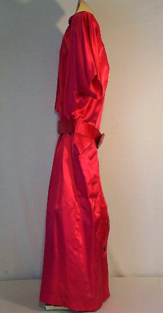 80's hot pink button up, structured shoulder dres… - image 4
