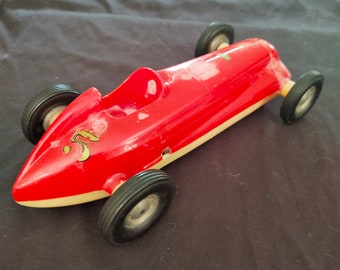 Vintage 50s Rite Spot Plastic Wind Up Race Car