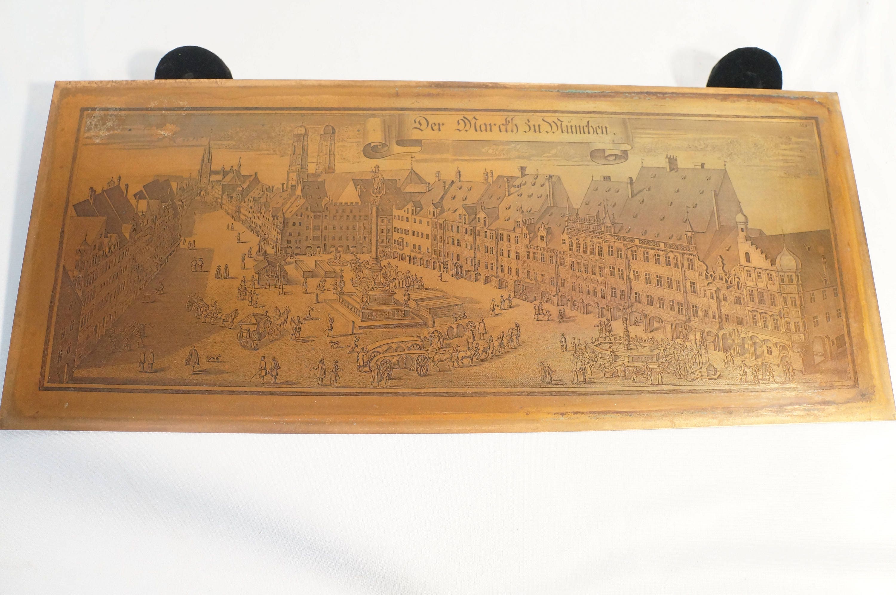 SALE! Antique Etched Copper Plate of Der March du Munchen in Germany