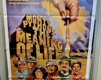 Affiche originale de film Monty Python, Le sens de la vie, John Cleese, Terry Gilliam, Graham Chapman, Eric Idle, 27 x 41 po.
