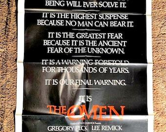 Original The Omen One Sheet Movie Poster 27"x41"