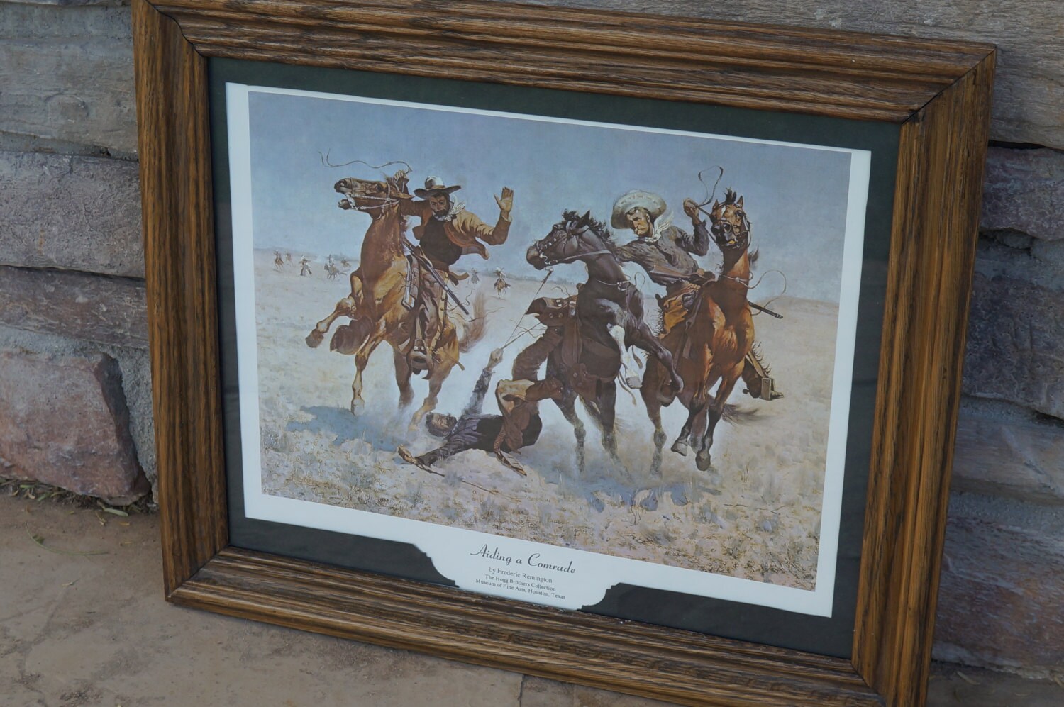 SALE! Frederic Remington Aiding A Comrade print framed and matted from
