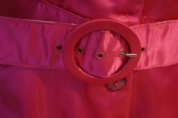 80's hot pink button up, structured shoulder dres… - image 6
